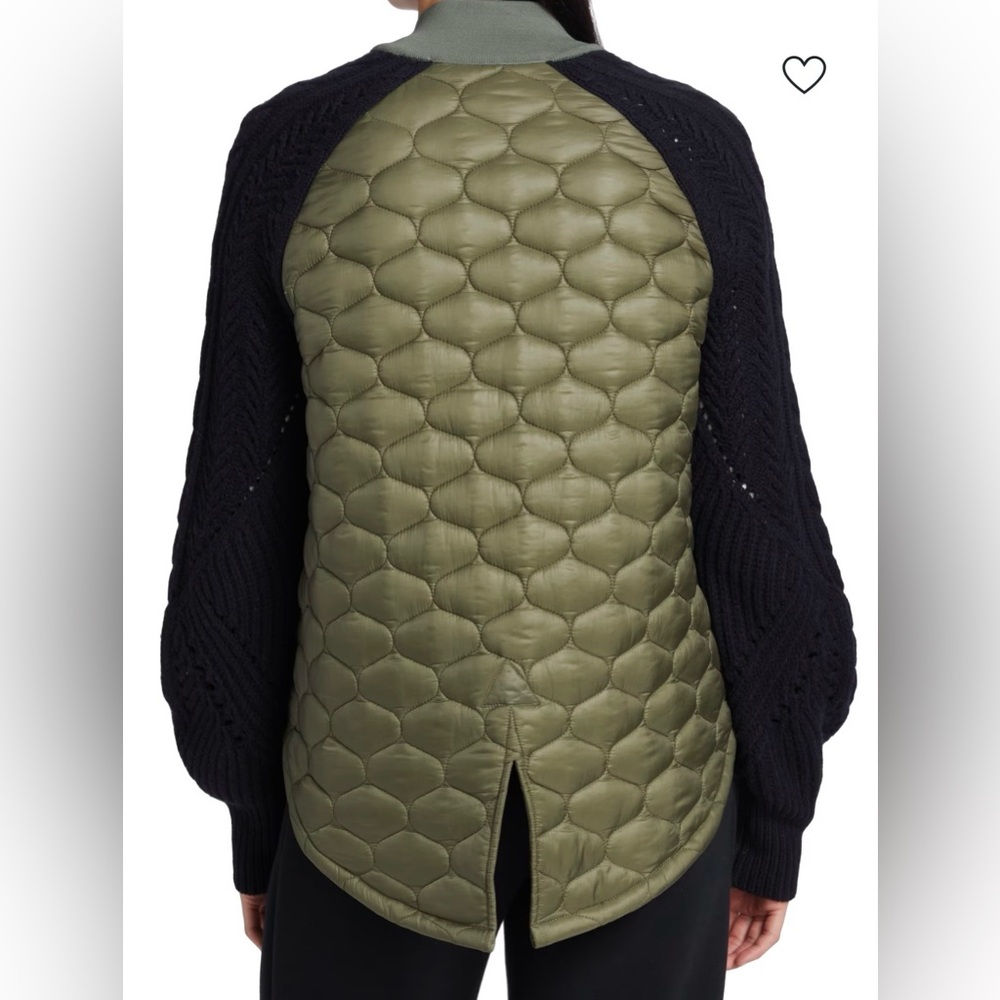 VERONICA BEARD Marjeti Mixed-Media Quilted Bomber Jacket, Olive & Navy, XL - Picture 7 of 13